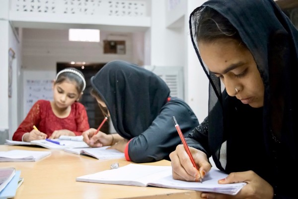 Girls writing